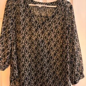 Elegant Black, Beige and Gold Patterned Women's Top